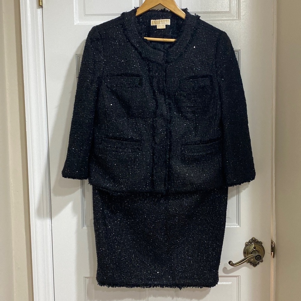 MICHAEL KORRS WOMENS BLACK JACKET & SKIRT SUIT